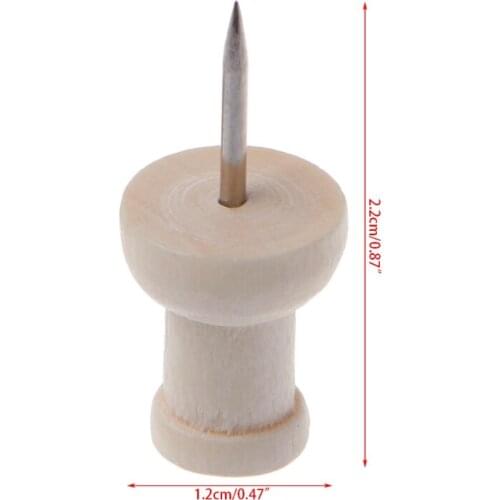 40 Pcs Wooden Thumbtack Creative Decorative Drawing Push Pins Wood Head Office 32CB