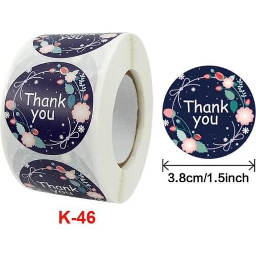 500 Labels 1.5inch Round Purple Luminous Thank You Sticker Seal labels Floral Thank You Roll Sticker Paper Stationery Sticker