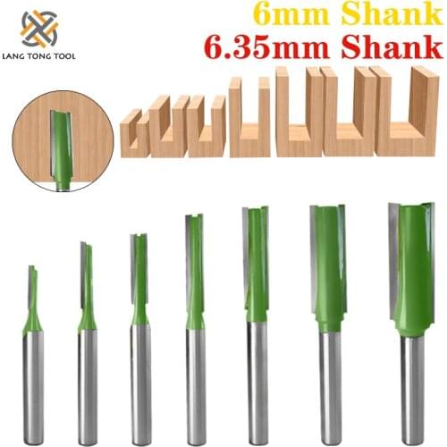 LANG TONG TOOL 7Pcs Single Double Flute Straight Bit Milling Cutter for Wood Tungsten Carbide Router Bit Woodwork Tool LT013