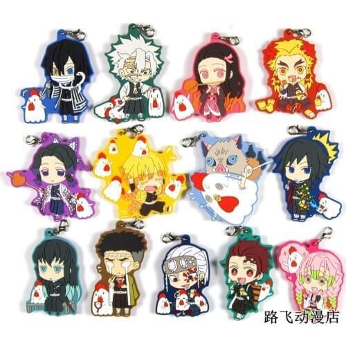 Demon Slayer: Kimetsu no Yaiba original Japanese anime figure rubber Silicone mobile phone charms key chain strap keyring