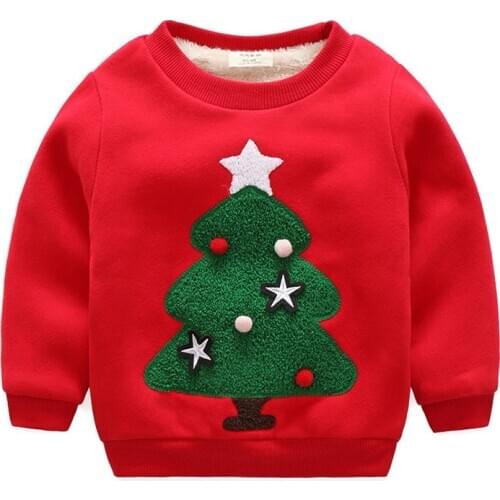 Childrens Christmas Sweatshirt 2020 Winter Baby Clothes Korean New Boys and Girls Childrens Clothing Plus Velvet Pullovers Top