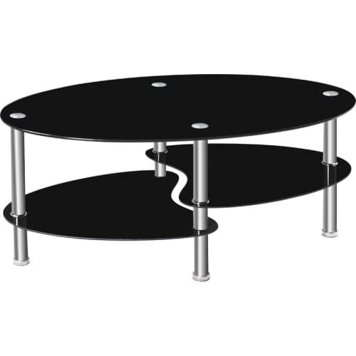 90 x 50 x 45cm Dual Fishtail Style Tempered Glass Coffee Table End Table Black for Apartments Homes or Offices