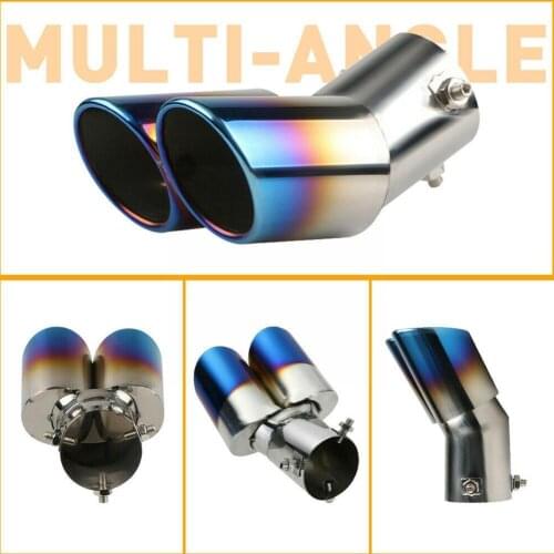 Dual Exhaust Pipes Car Auto Rear Tail Muffler Tip Throat Car Steel Styling Mufflers Parts Outlet Universal Tailpi M0Z7