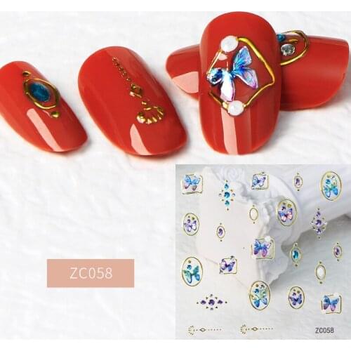 1pc Holographic 3D Butterfly Nail Art Stickers Adhesive Sliders Gradient Laser DIY Nail Transfer Decals Foils Wraps Decoration