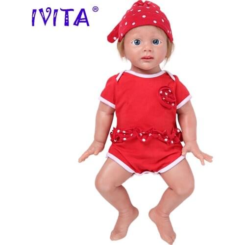 IVITA WG1518RH 50cm 4960g 100% Original Silicone Reborn Baby Dolls Realistic Eyes Lifelike Kids Toys for Children Xmas Gift