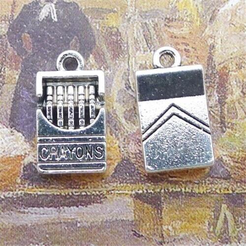 Classical 10 Pieces/Lot 16mm*9mm Diy pandent antique tibetan silver crayon caryons charms accessory For Jewelry Making