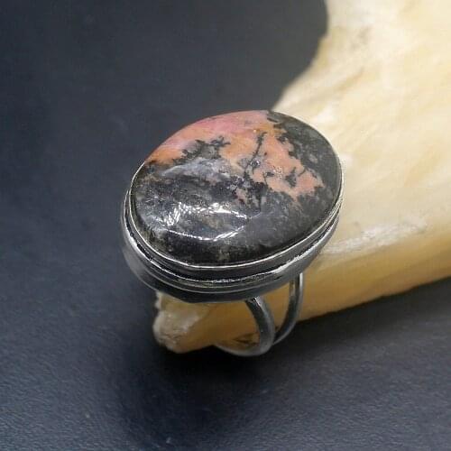 Solitaire Oval Shape Sea Sediment Silver Color Jewelry Fashion Band Ring For Women Men Size 8.5 HD782