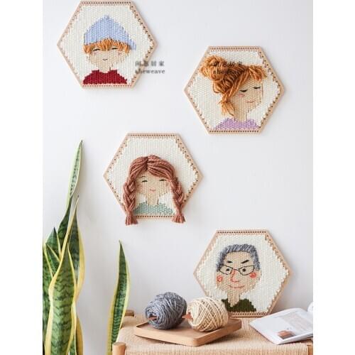 Creative Family portrait Wall Decoration Macrame Wall Hanging Nordic Simple Hexagon Cotton Woven Tapestry Hanging Ornaments