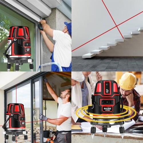 Level 5 Laser Lines 6 Points 360 Degrees Rotary 635nm Outdoor Mode - Receiver And Tilt Slash Available Auto Line With bracket