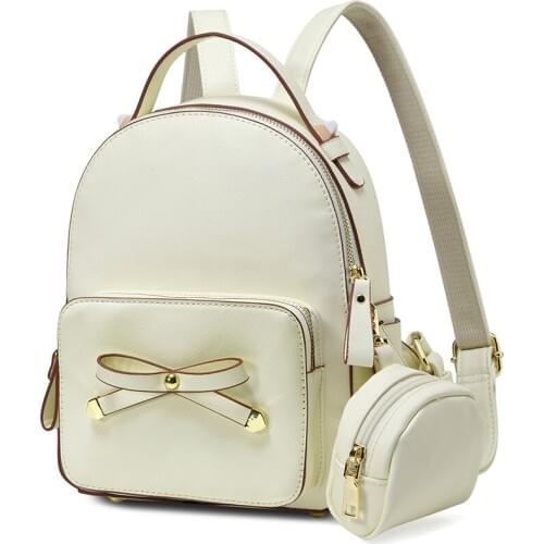 VASCHY Cute Bow-knot Mini Backpack for Teen Girls with Detachable Coin Pouch Black Purse