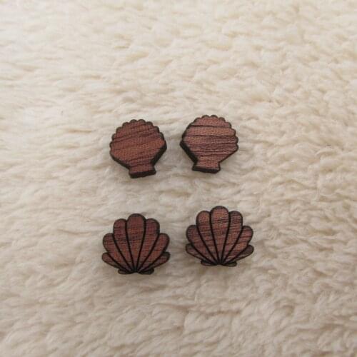 Mini Wooden Cabochon Laser Cut Blanks Wood Seashell Shape For Earring Stud Making Jewerly Supplies