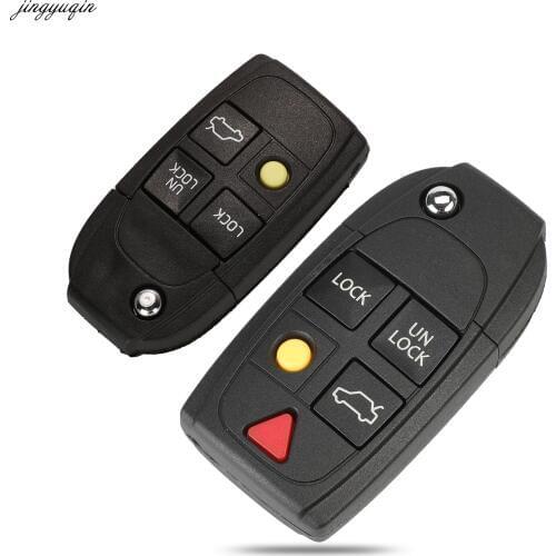Jingyuqin 4/5 Buttons Modified Flip Remote Car Key Shell For Volvo XC70 XC90 V50 V70 S40 V40 V90 C70 S60 S80 S70