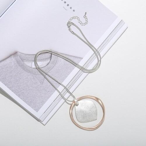Fashion Jewelry Exaggerate Circle Square Pendant Necklace Alloy Long Necklace For Women Girl