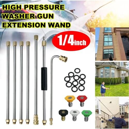 7Pcs 1/4" High Pressure Washer Spray Lance w 5 Nozzle Quick Connect Extension Wand Rod Rotating Turbo Jets Tips Angle Adjustable