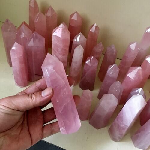Natural Rock Rose Quartz Crystal Point Healing Stone Obelisk Wand Pink 40-100MM