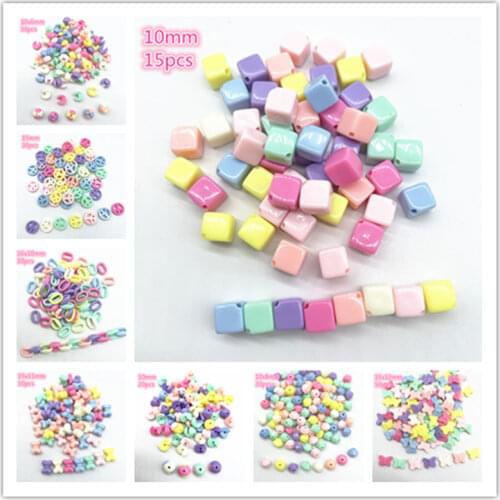 New All Kinds of Shape Colourful Acrylic Loose Spacer Beads for Jewelry Making DIY Beaded Material Early Education Accessories