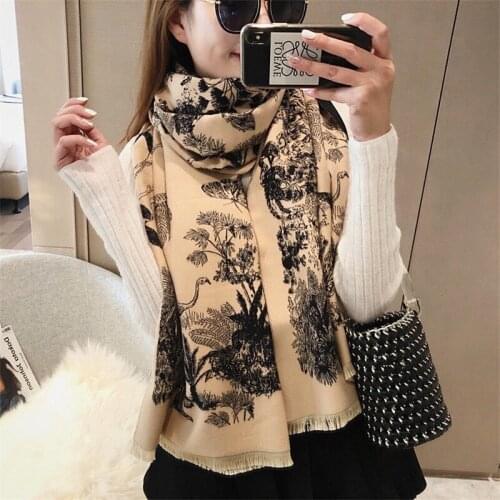 New Imitation Cashmere Double-sided Printing Scarf Womens Autumn and Winter Korean Fashion Versatile Thickened Scarf Shawl