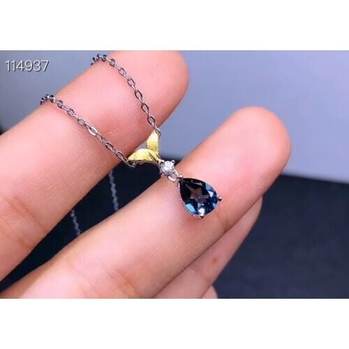 Natural Topaz Necklace, lady gem necklace, the whole 925 pure silver, handmade, affordable. Free shipping