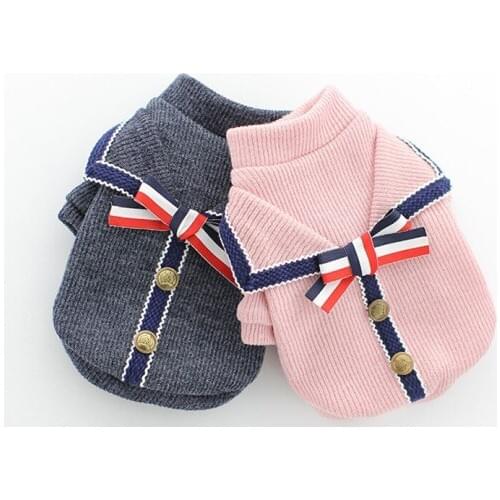 Stripe Bowknot Dog Coat Winter Pet Dog Clothes Sweater Puppy Chihuahua Hoodies for Small Medium Dogs Pug Yorkies Yorkshire 20E
