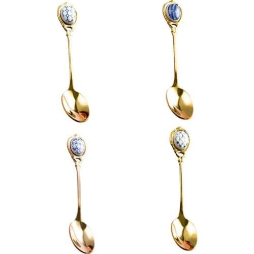 Neko Gold Plated Stainless Steel Retro Style Mini Teaspoons for Coffee Sugar Dessert Cake Ice Cream Soup Multifunction Gift