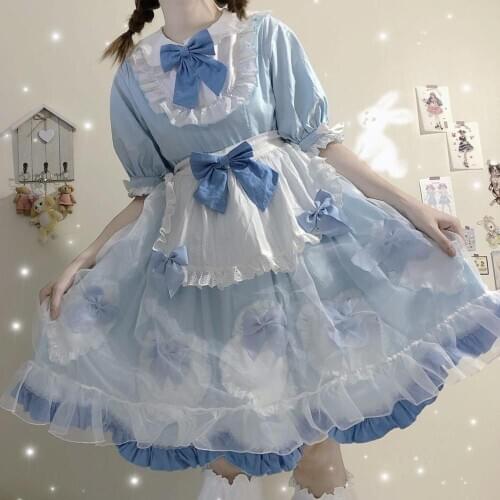 Princess tea party sweet lolita dress vintage lace bowknot high waist victorian dress kawaii girl gothic lolita op loli cosplay