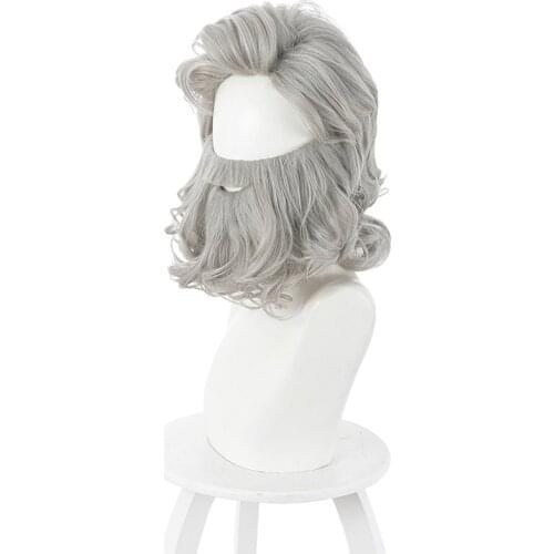 The Christmas Chronicles Cosplay Silver Gray Santa Claus Wig Beard Curly Facial Hair Role Play Wigs Xmas + Free Wig Cap