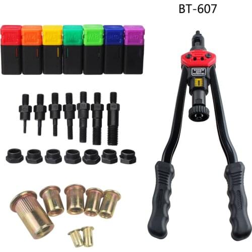 BT-607 nut gun manual rivet rivet gun tool kit 16 inches, with 7 metric mandrels 70 rivets M3 / M4 / M5 / M6 / M8 / M10 / M12