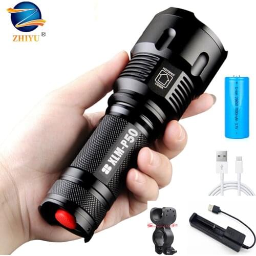 Super Powerful LED Flashlight15W XHP50 /T6 Zoom Lighting Outdoor Tactical Torch 26650 Rechargeable Lamp Ultra Bright Lantern