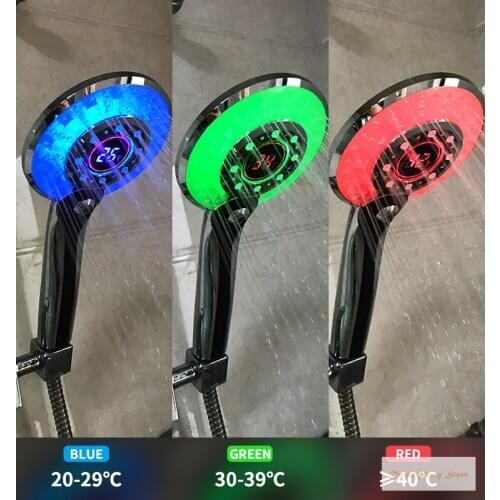 LED Shower Head Digital Temperature Control 3 Spraying Mode Shower Sprayer Water Saving Shower Filter with LED Light Shower Save