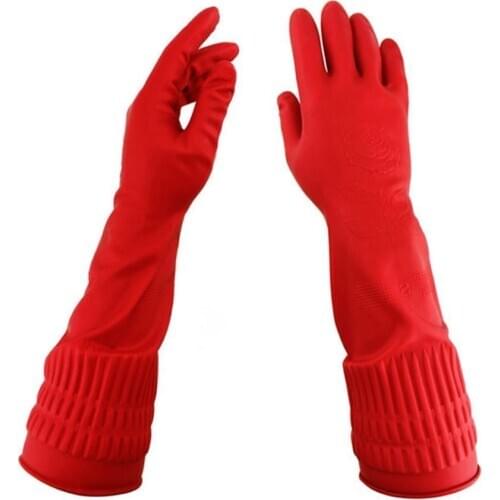 38cm Lengthen Ultra Long Waterproof Rubber Gloves Bowl Dish Latex Gloves Rubber Gloves