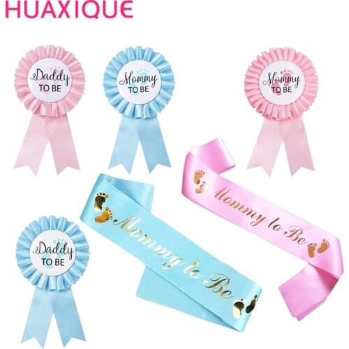Baby Shower Decor Mom Dad To Be Satin Ribbon Christening Gender Reveal Party Badge Happy Birthday Dad Mom to be Ribbon Badge