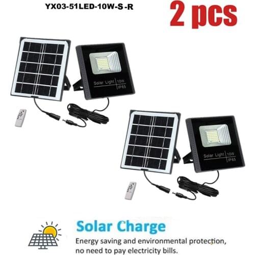 2pcs 51leds Solar Light Outdoor Waterproof Garden Solar Light smart on at night 4Modes With Remote Control Solar Lamps seperable