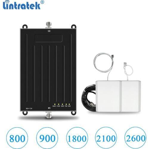 Lintratek Signal Booster 2G 3G 4G LTE Amplifier Five Band 800 900 1800 2100 2600Mhz GSM B1/B3/B7/B20 Ampli AGC Repeater UMTS LTE