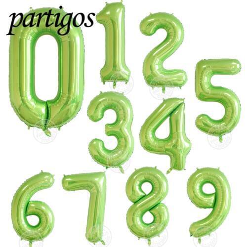 1pcs 40inch Number Balloons Avocado Green colour Foil balloons Helium Globos Baby Shower Birthday Party decor globals summer dec