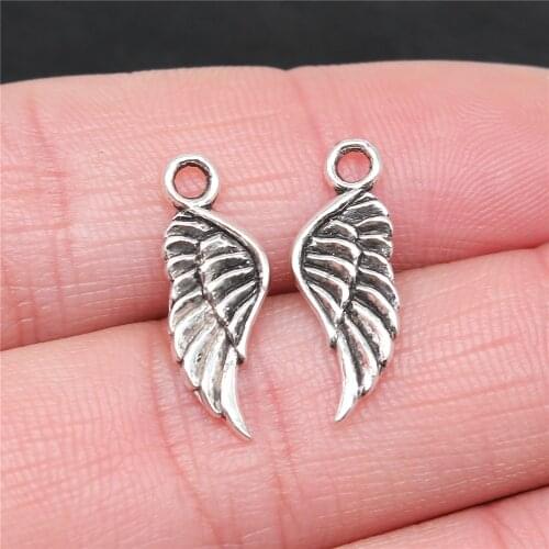 WYSIWYG 20pcs 21x8mm Angel Wings Charm 3 Colors Bird Wing Charms For Jewelry Making Necklace Bracelet Making