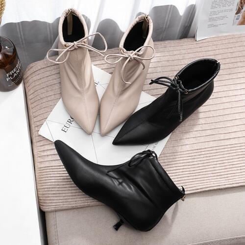 Leather Boots Women Autumn Women Shoes Black Boots High Heel Boots Woman Shoes Luxury Fashion Zapatos Mujer 2020 Chaussure Femme