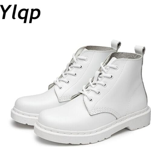 Winter Platform Shoes Women Boots Genuine Leather Ankle Boots Luxury Booties Women Designers Ladies White Boots Plus Size 35-44