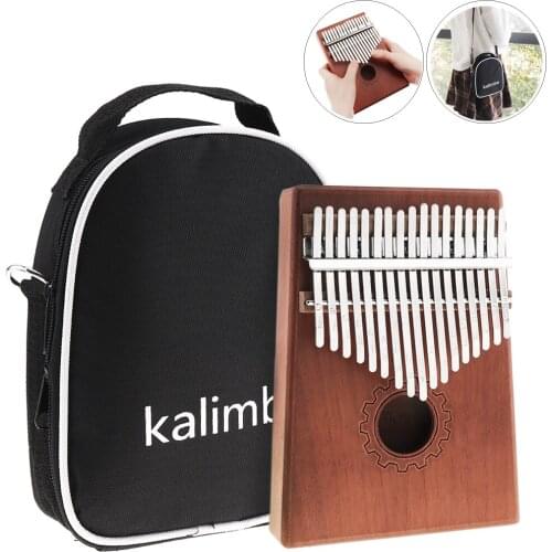 17 Keys Kalimba Single Board Mahogany Thumb Piano Set Mbira Mini Keyboard Instrument with Bag and Complete Accessories
