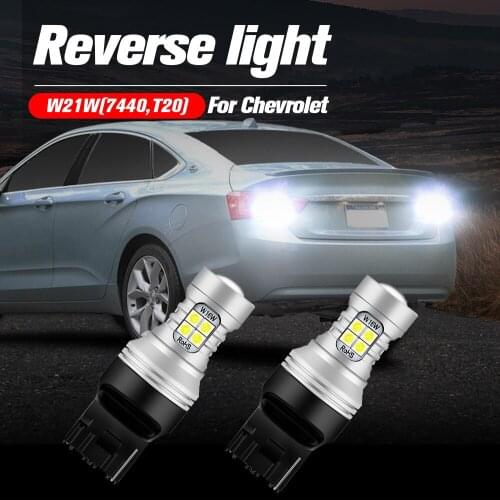 2pcs LED Reverse Light Blub Backup Lamp W21W 7440 T20 Canbus No Error For Chevrolet Impala Tahoe Avalanche Volt 2016-2019