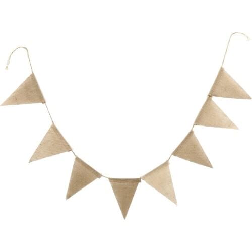 3m Vintage Jute Hessian Burlap Bunting Banners 13 Flags Wedding Pennant Flags Festival Celebration Party Garland Tent Decor