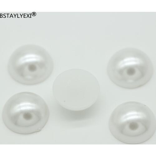 50pcs 18mm white big semi-circular imitation pearls household items handicrafts supplies DIY supplies clothing loose beads