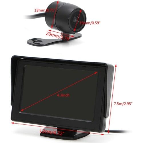 X7AE 2 In1 Car Parking Kit 4.3" TFT LCD Monitor+Waterproof Reversing Rearview Camera