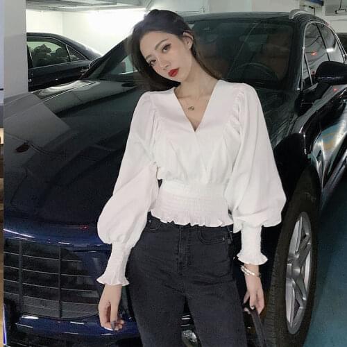 Blouse Women Shirt Fall V-neck Cross Loose Long Sleeve Top Female Blusas Mujer De Moda