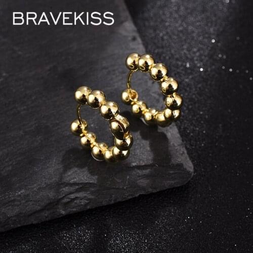 BRAVEKISS NEWS Round Beads Electroplating Gold Earrings for Women Fashion Indian Wedding Bride Earrings Girls Jewelry UE0699