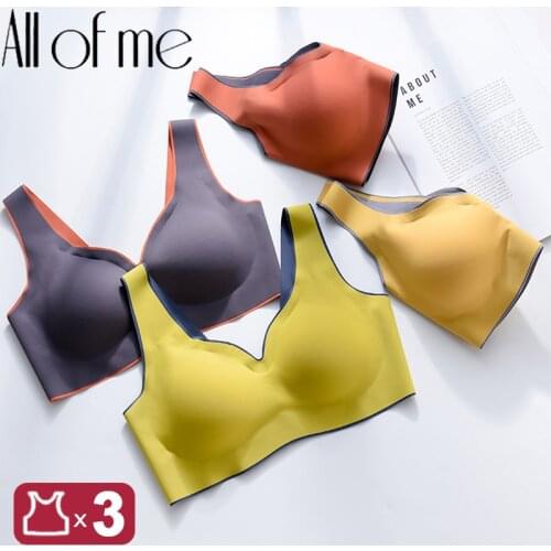 3PCS Latex Bra Women Brassiere Underwear Push Up Bras Seamless Bralette for Female Plus Size Bra Tank Crop Tops Gathers Padded