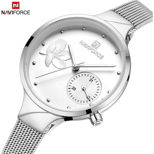 NAVIFORCE Watch Women Watches Top Luxury Brand Ladies Creative Steel Bracelet Sliver Color Watches Girl Clock Relogio Feminino