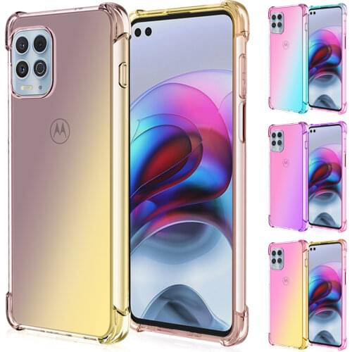 For Motorola Moto Edge S Case Fashion Half Transparent Gradient Phone Case for Moto E 2020 E6S 2020 Airbag Corners Soft Cover