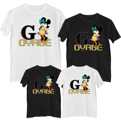 Disney Minnie Mouse T shirt Summer Comfortable 100% cotton Fashion Woman T-shirts Clothes girl mom and daughter matching clothes