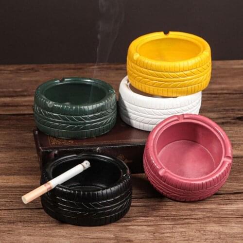 Tire Design Round Ashtray Ash Tray Resin Cigarettes Holder Pot Ashtray Cigarettes Ashtray Holder ceniceros Smoking Accessories