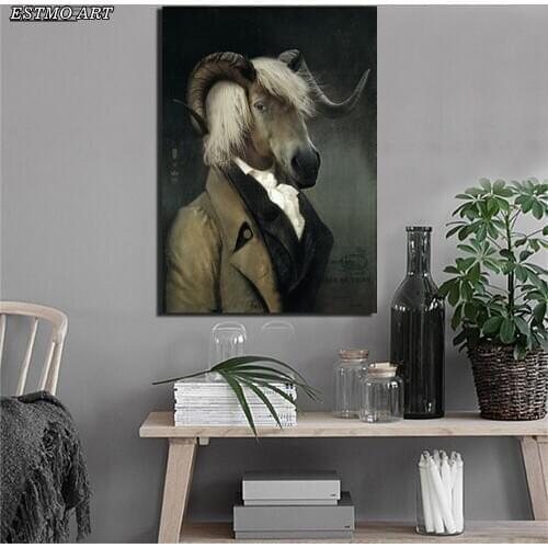 Canvas Paintings Nordic Retro Goat Animal Canvas Art Posters and Prints Earl Modern on The Wall Art Picture Wall Room Decoration